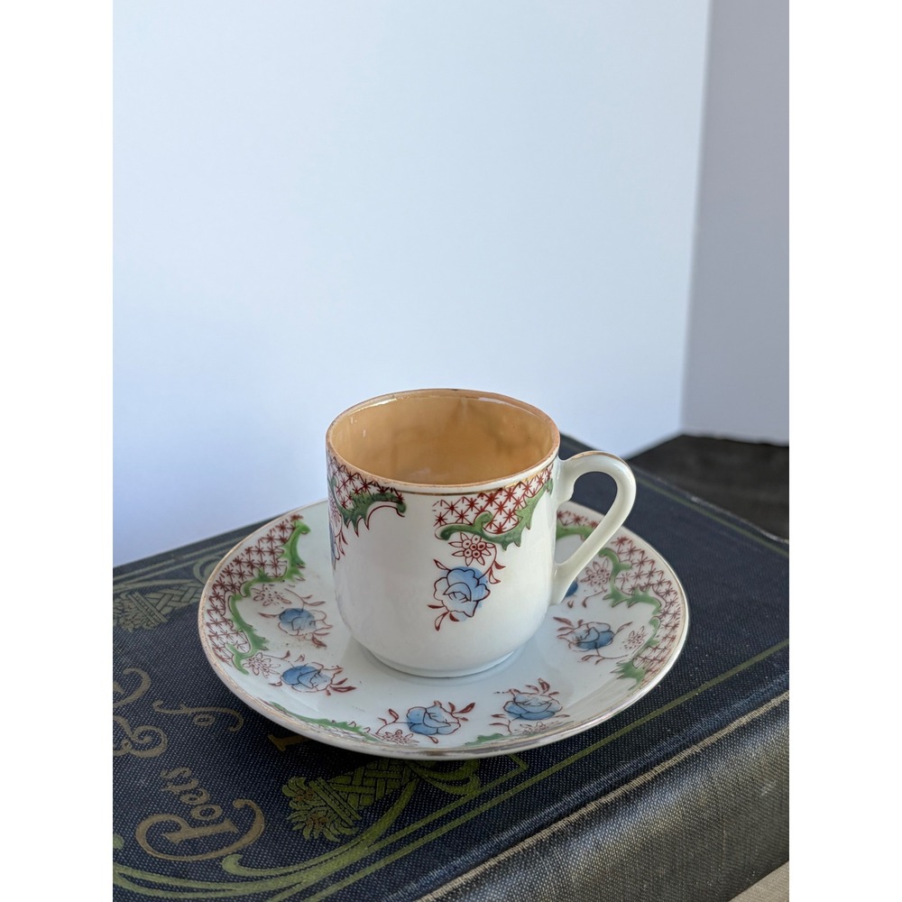 Beteson China Hand Painted Demitasse Cup Saucer Set Occupied Japan